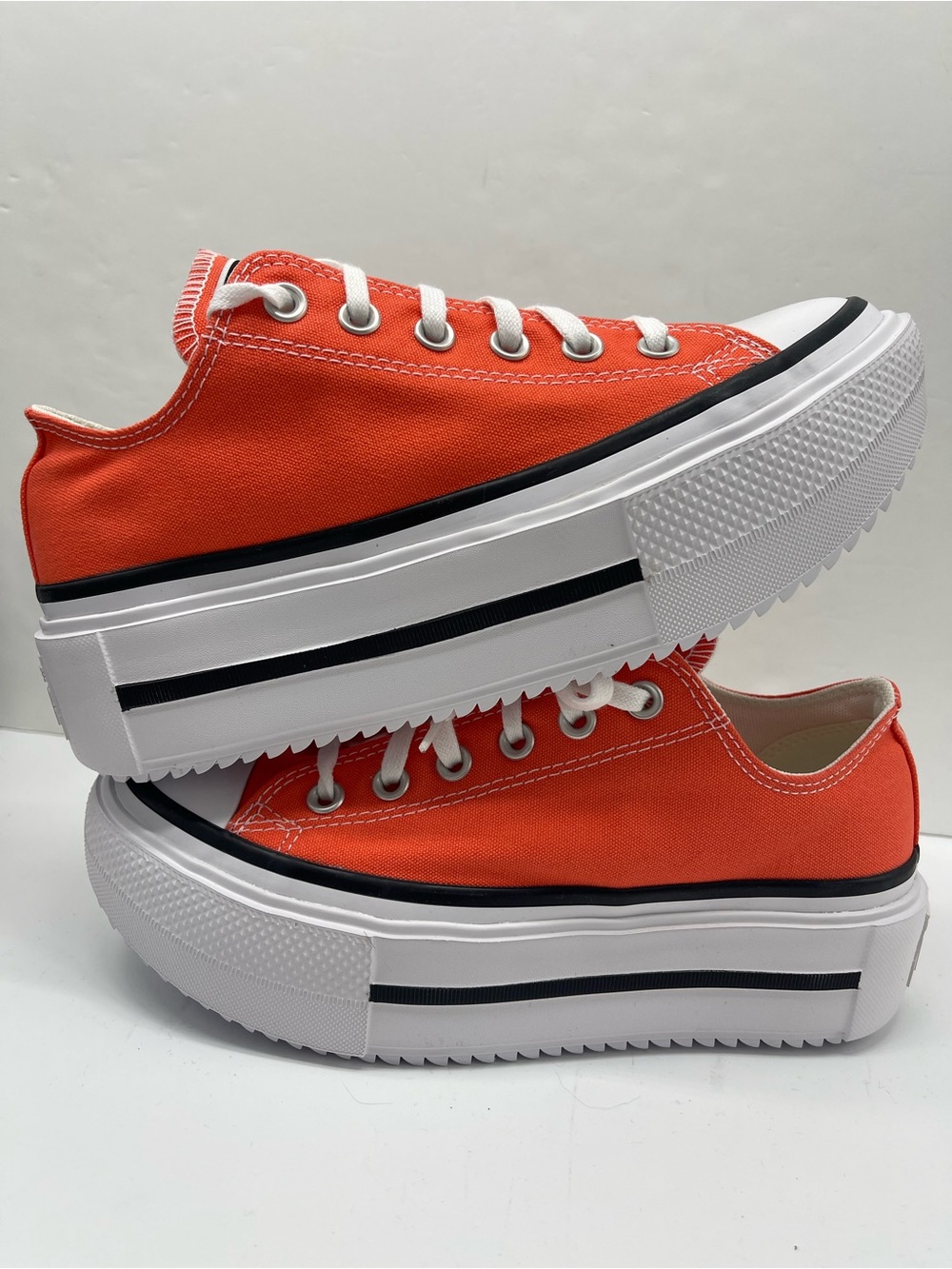 Converse WMNS CTAS LIFT DOUBLE STACK OX VERMILLION RED/WHITE Platform Sneakers - Picture 12 of 16